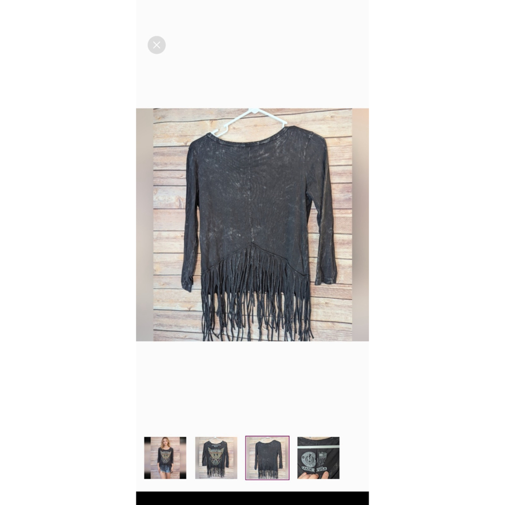 Y2K Affliction Boho, Women’s XS Live Fast World Tour Festival Fringe Top #B49 - Picture 3 of 4